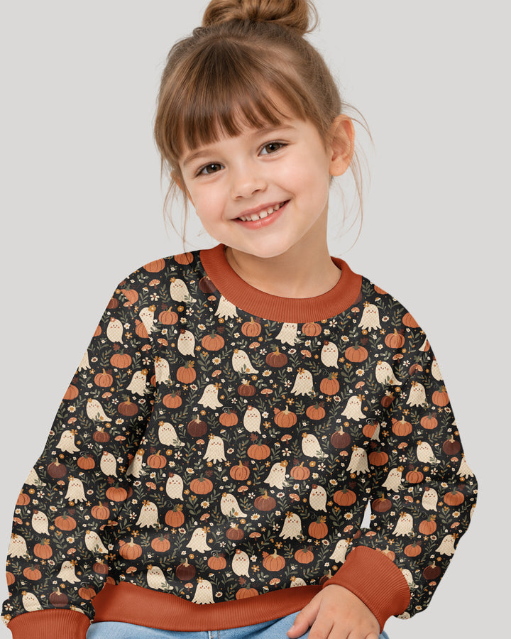 Ghost Pumpkin Harvest Floral Halloween Bamboo Crewneck Sweatshirt