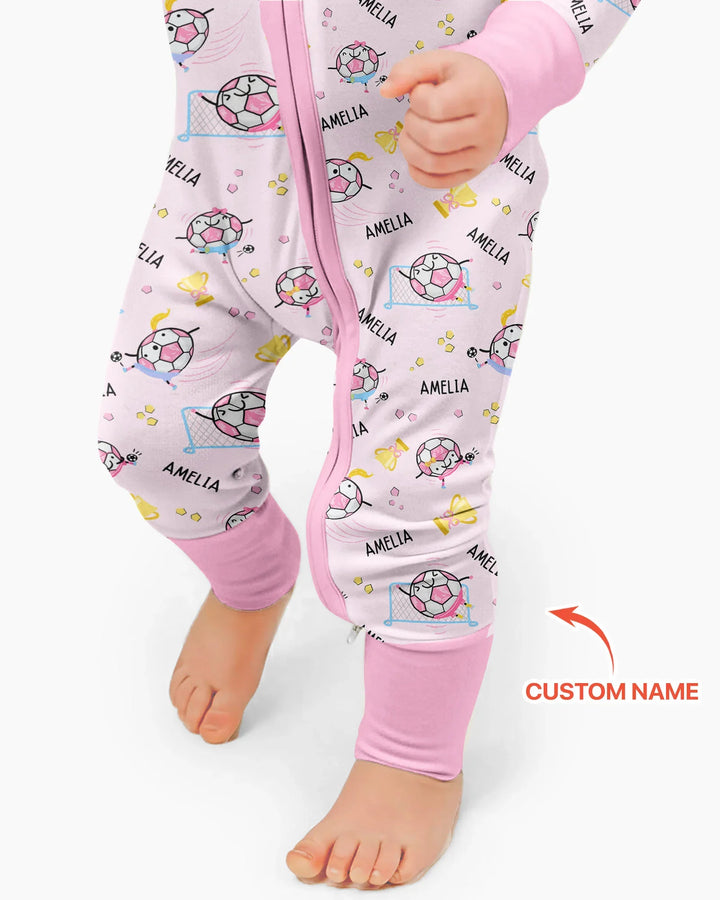 Mono convertible de bambú con cremallera a juego para padre e hijo de fútbol con nombre personalizado