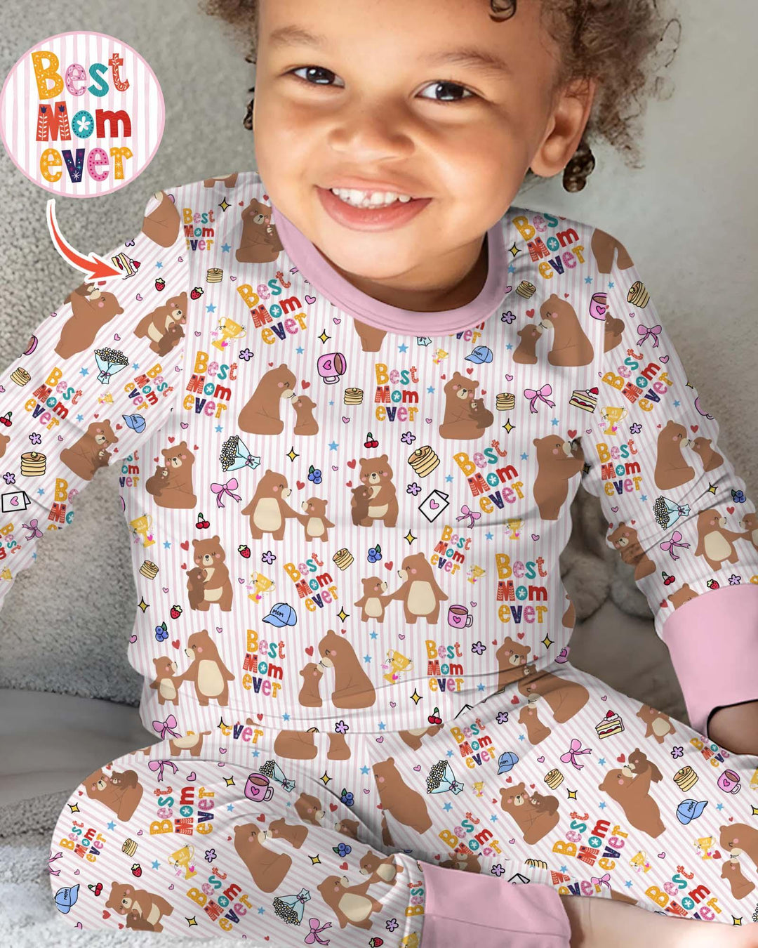 Best Mama Bear Ever Family Matching Bamboo Two Piece Long Sleeve Pajama Set