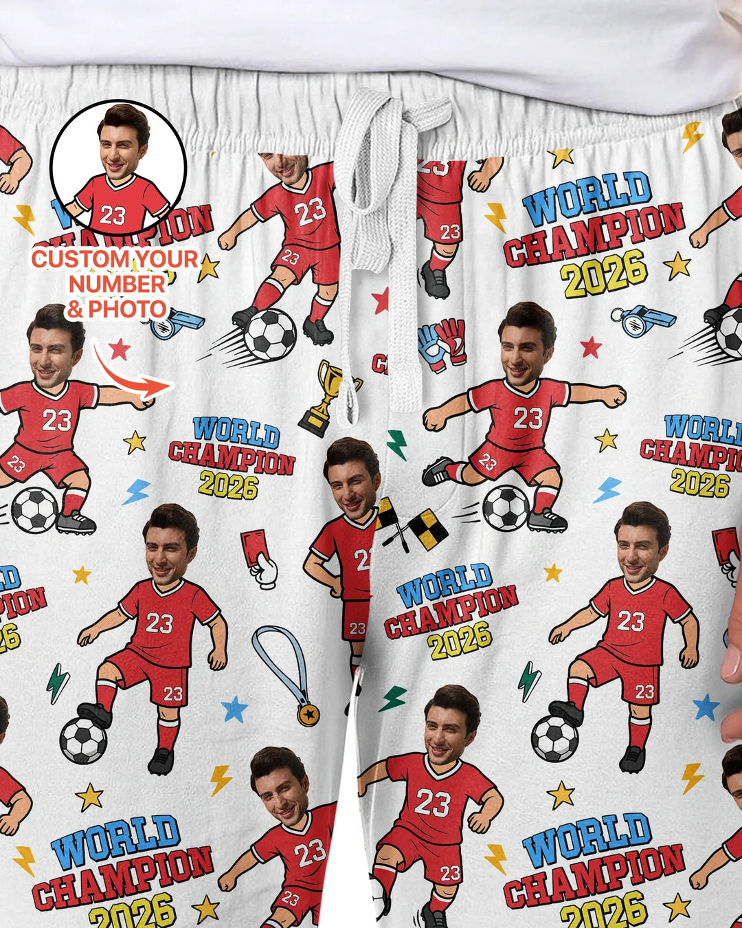 Custom Photo World Champion 2026 Family Matching Bamboo Men's Pajama Set