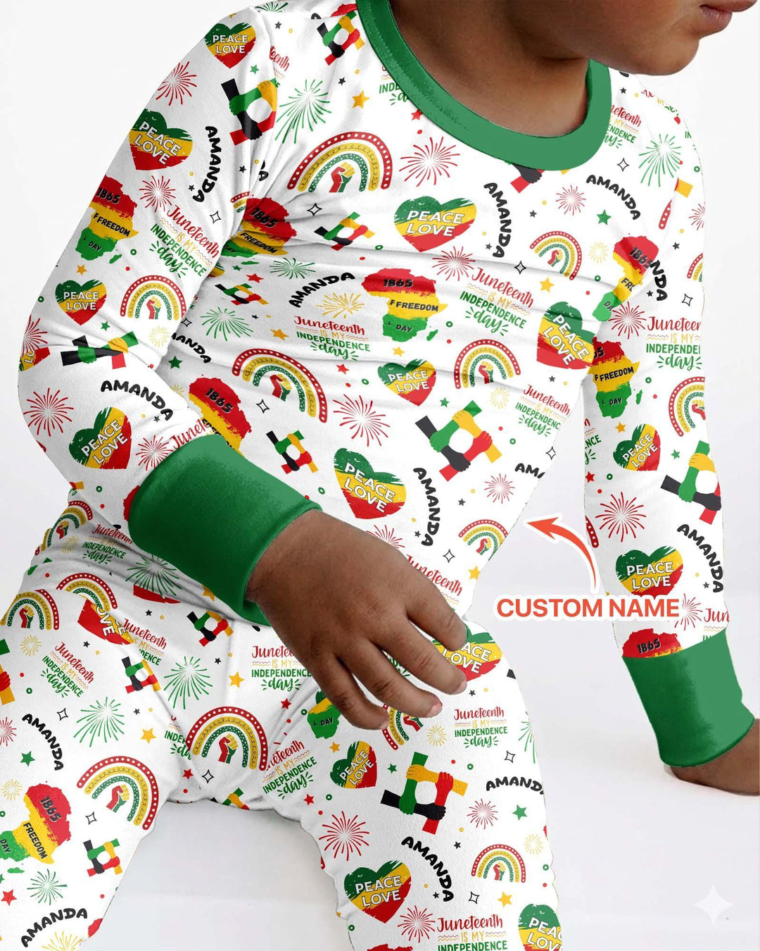 Custom Name Juneteenth Is My Independence Day Bamboo Two Piece Long Sleeve Pajama Set