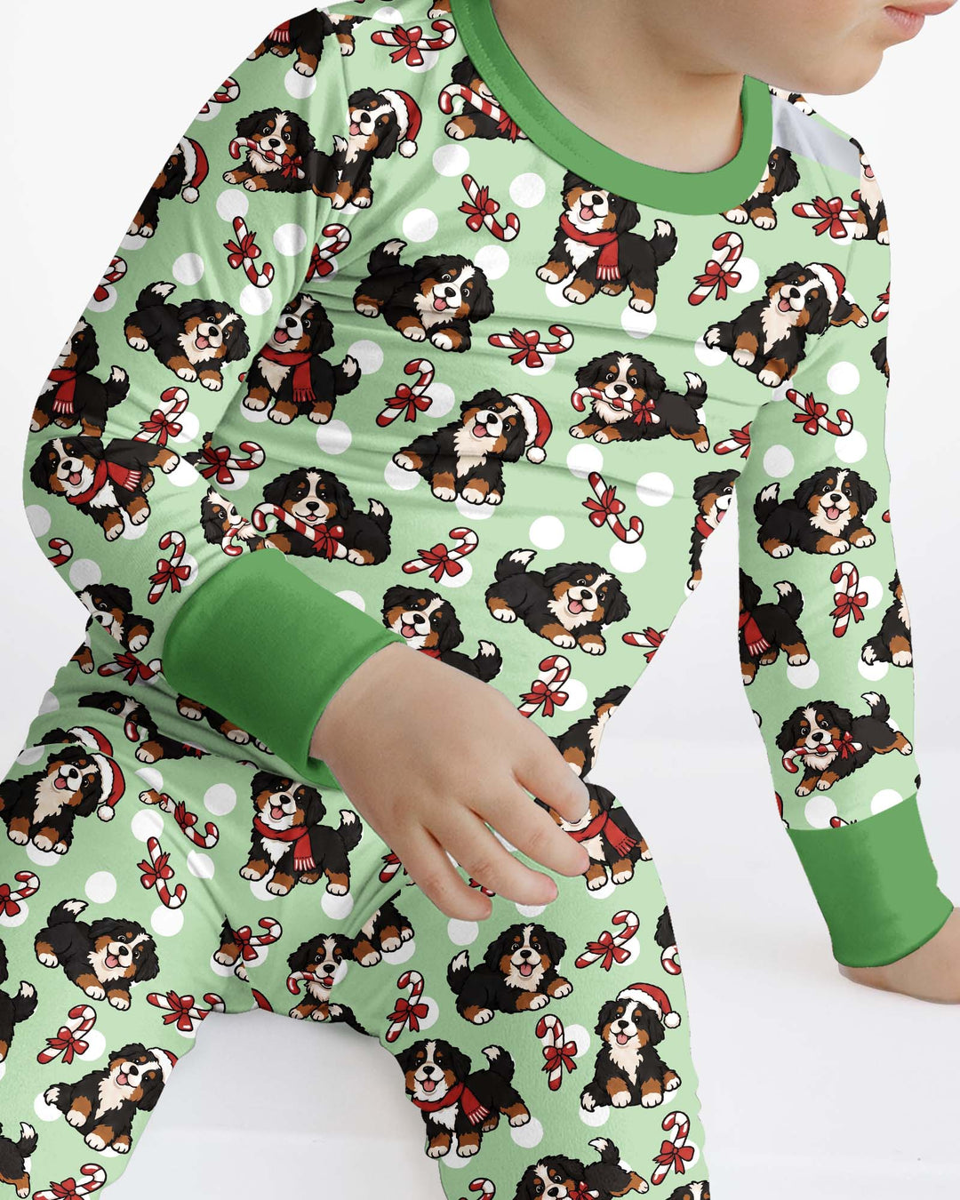Holiday Bernese Mountain Christmas Dog Bamboo Two Piece Long Sleeve Pajama Set