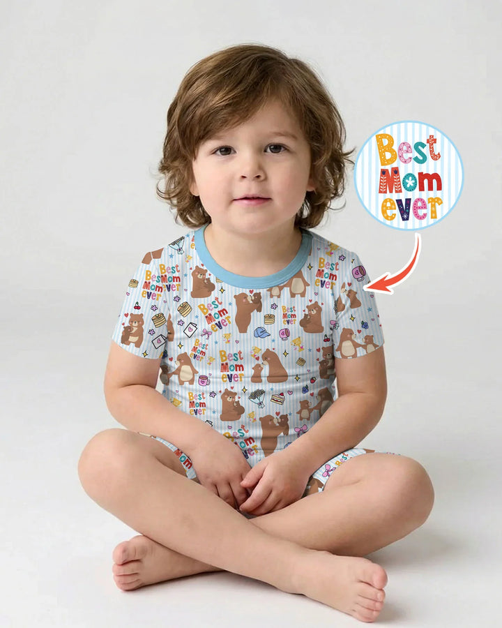 Mejor mamá oso de la historia, conjunto de pijama de dos piezas de bambú a juego con la familia, de manga corta y pantalón corto