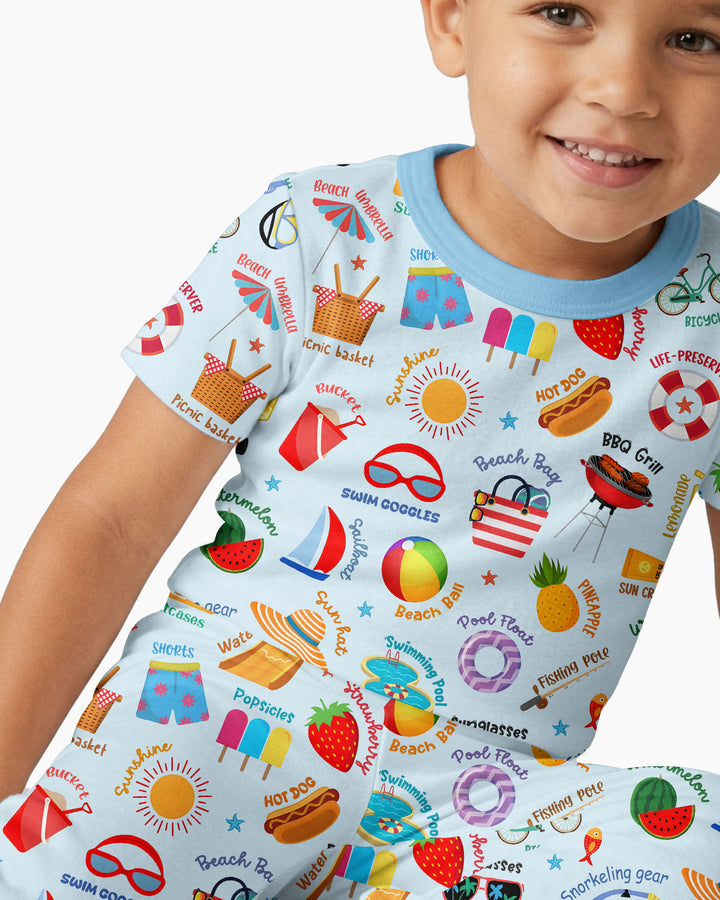 Zweiteiliges, kurzärmliges Pyjama-Set mit Marienkäfern