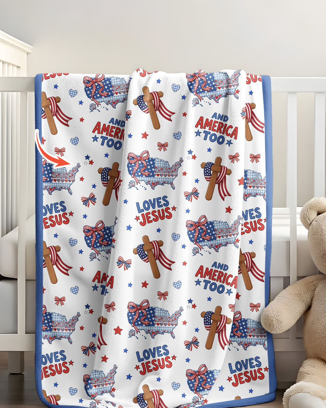 Loves Jesus And America Too Bamboo Blanket