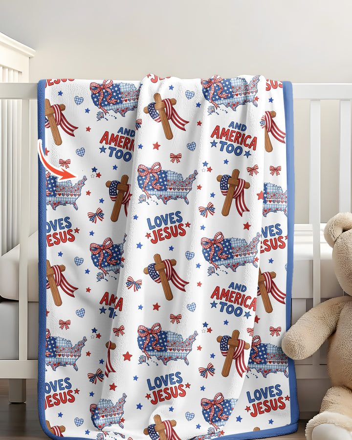 Loves Jesus And America Too Bamboo Blanket