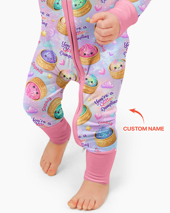Custom Name You're A Glitter Dumpling Bamboo Convertible Zippy