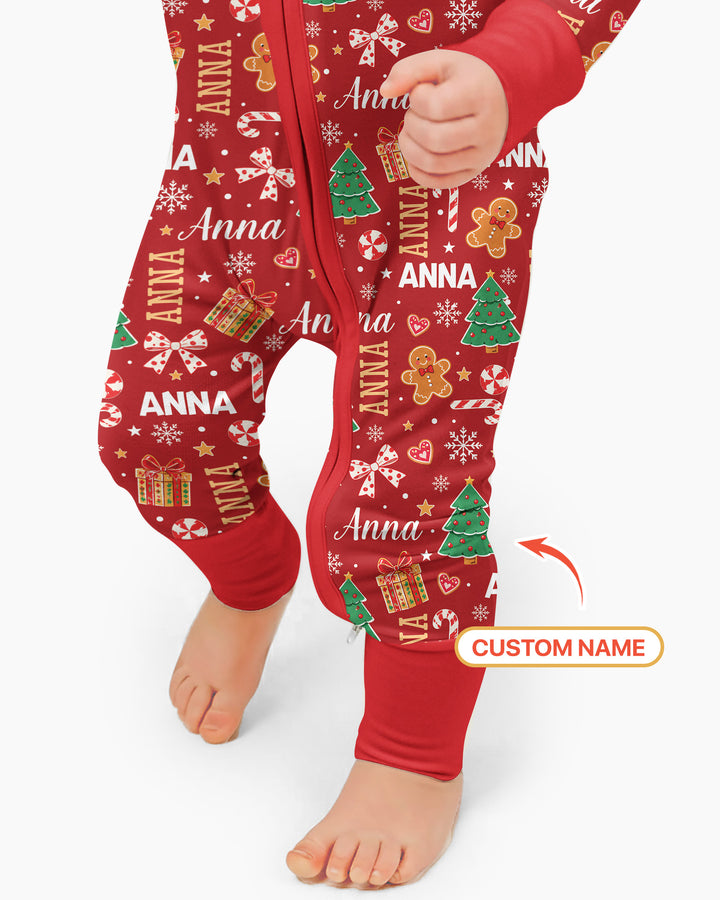 Custom Name Christmas Crew Family Matching Bamboo Convertible Zippy
