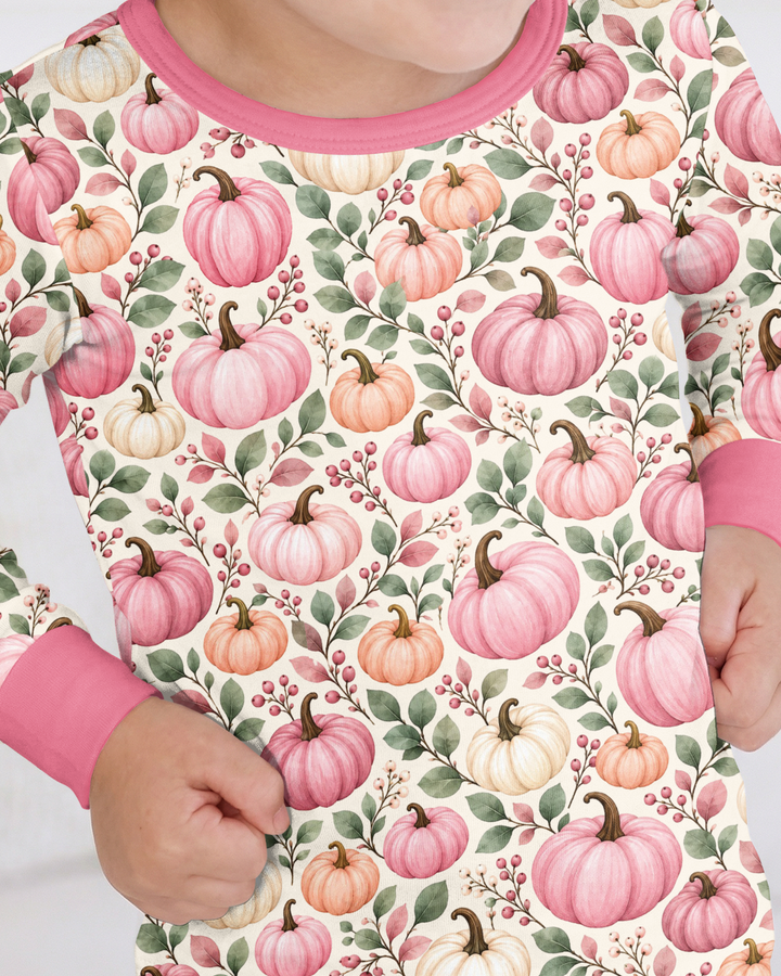 Pumpkin Cozy Fall Bamboo Two Piece Long Sleeve Pajama Set