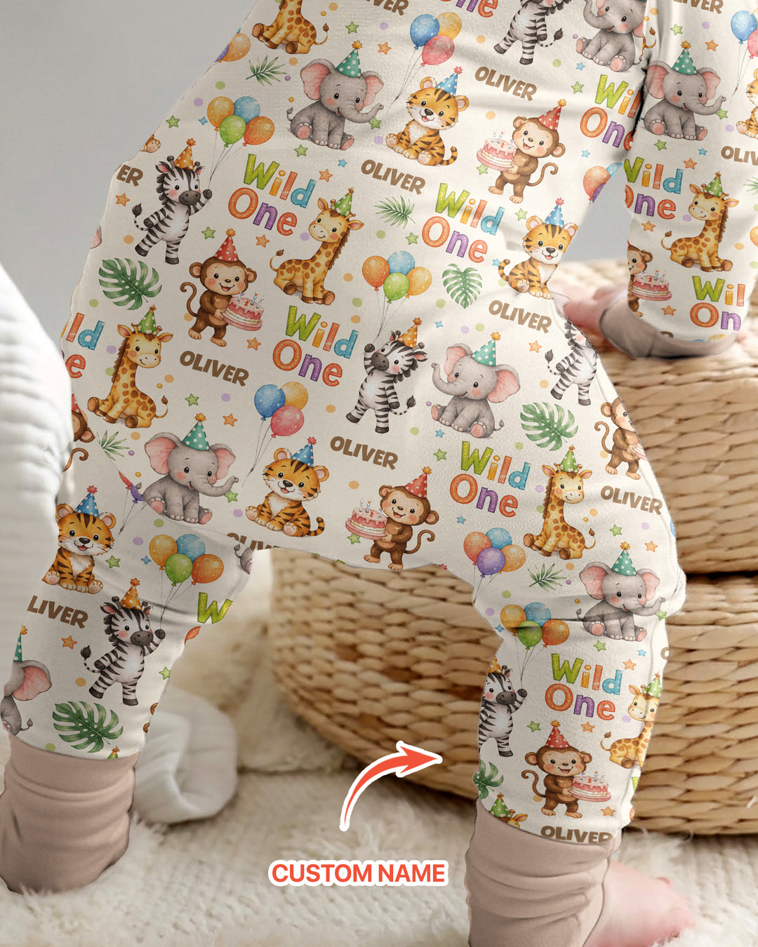 Custom Name 1st Birthday Wild One Bamboo Convertible Zippy