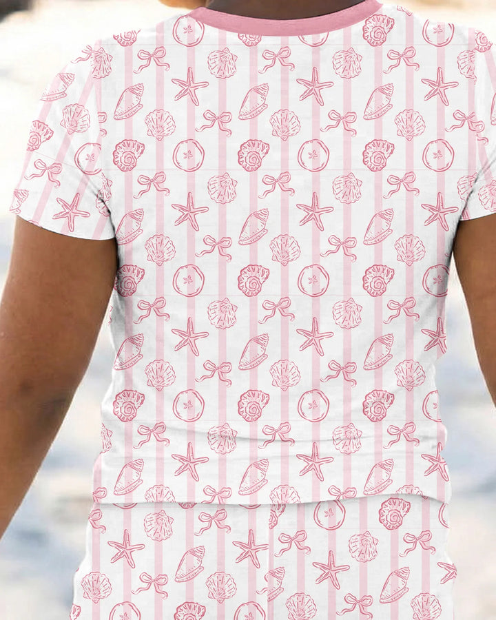 Conjunto de pijama de dos piezas de manga corta de bambú