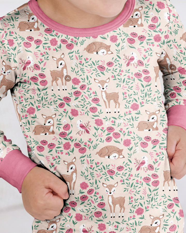 Little Deer Meadow Bamboo Two Piece Long Sleeve Pajama Set