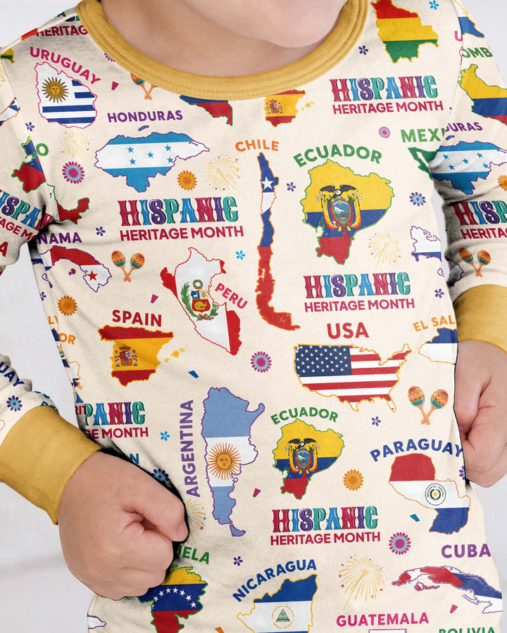 Hispanic Heritage Month Country Flags Bamboo Two Piece Long Sleeve Pajama Set