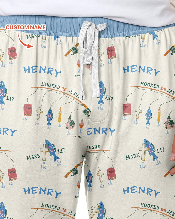 Hooked On Jesus Fishing Matching Bamboo Men's Pajama Set
