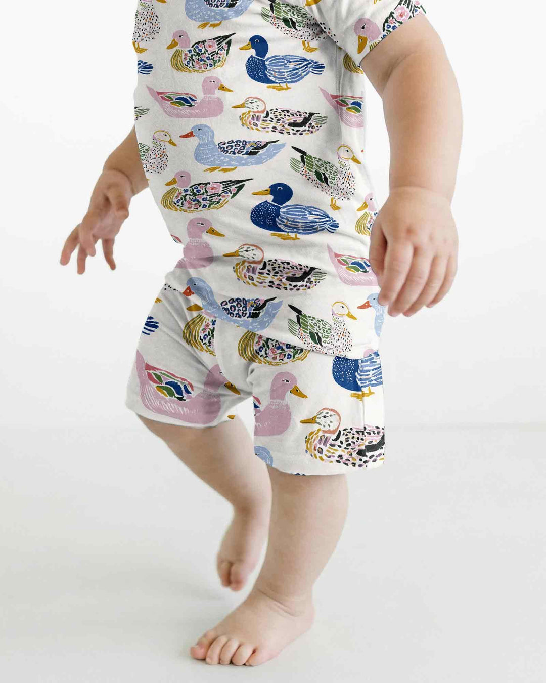 Whimsical Garden Ducks Bamboo Two Piece Short Sleeve Shorts Pajama Set