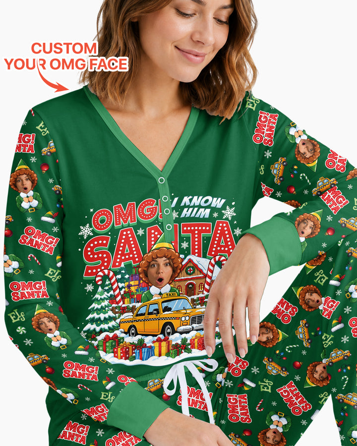 Custom Image OMG Santa Bamboo Women Pajama Set