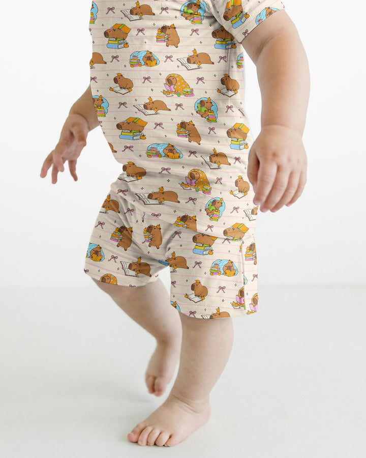 Sweet Study Capy Bamboo Two Piece Short Sleeve Shorts Pajama Set