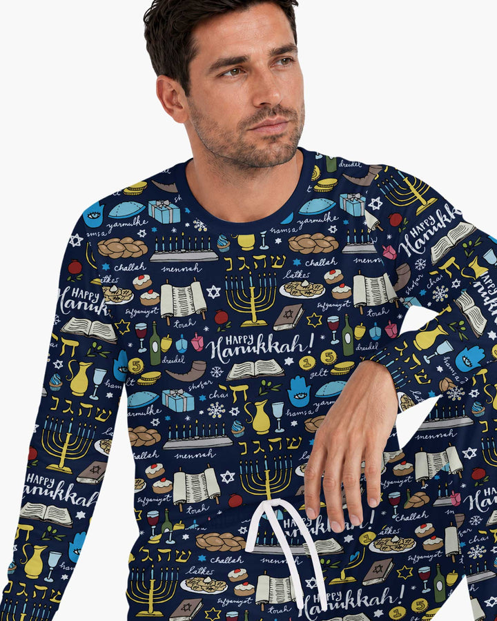 Happy Hanukkah 2026 Bamboo Men's Pajama Set