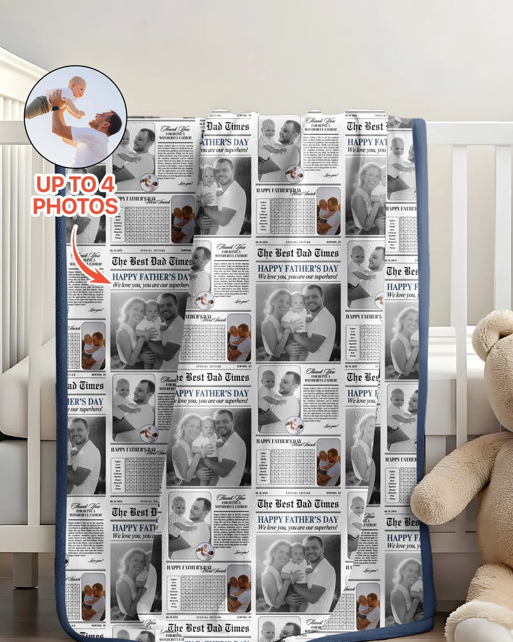Custom Photo The Best Dad Times Bamboo Blanket