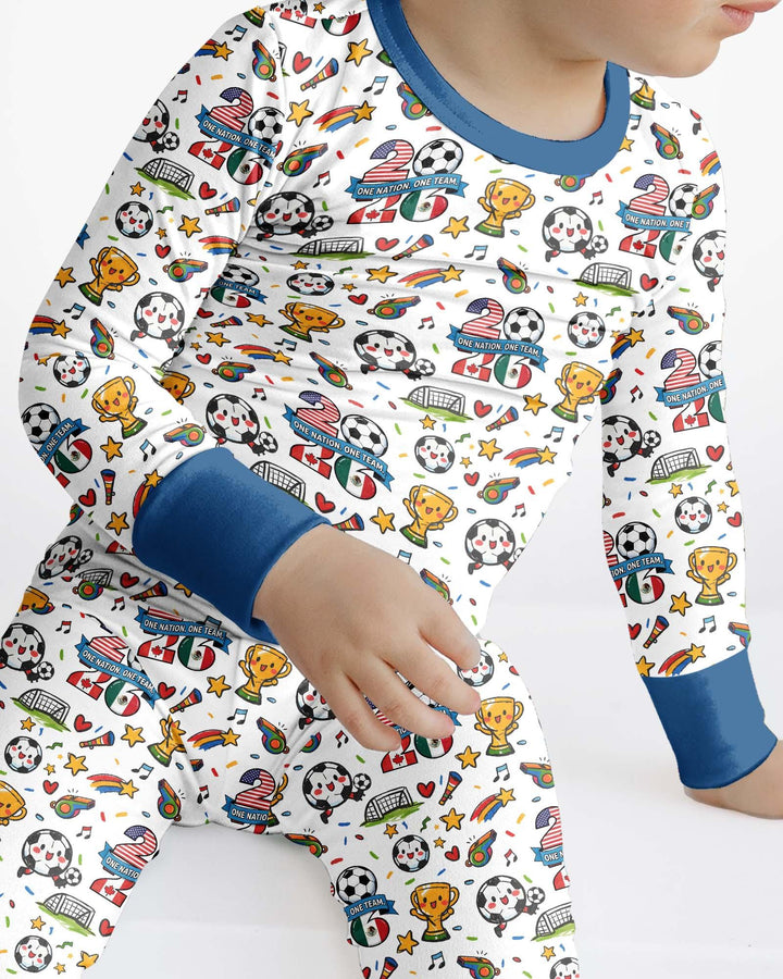 Soccer Fever 2026 Family Matching Bamboo Two Piece Long Sleeve Pajama Set