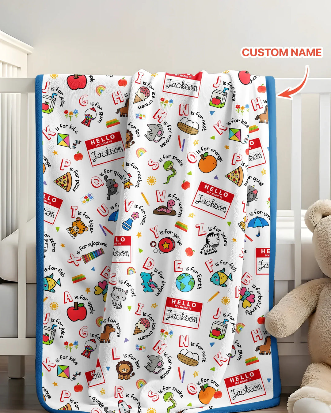 Custom Name Hello School ABCs Bamboo Blanket
