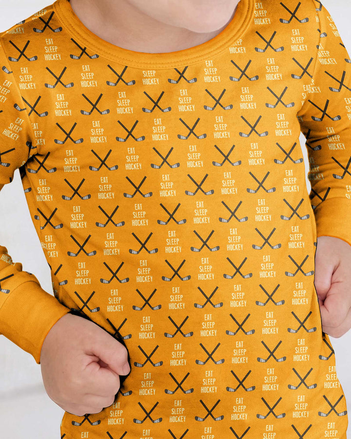 Eat Sleep Hockey Bamboo Two Piece Long Sleeve Pajama Set