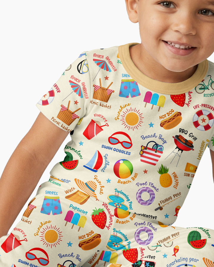 Zweiteiliges, kurzärmliges Pyjama-Set mit Marienkäfern
