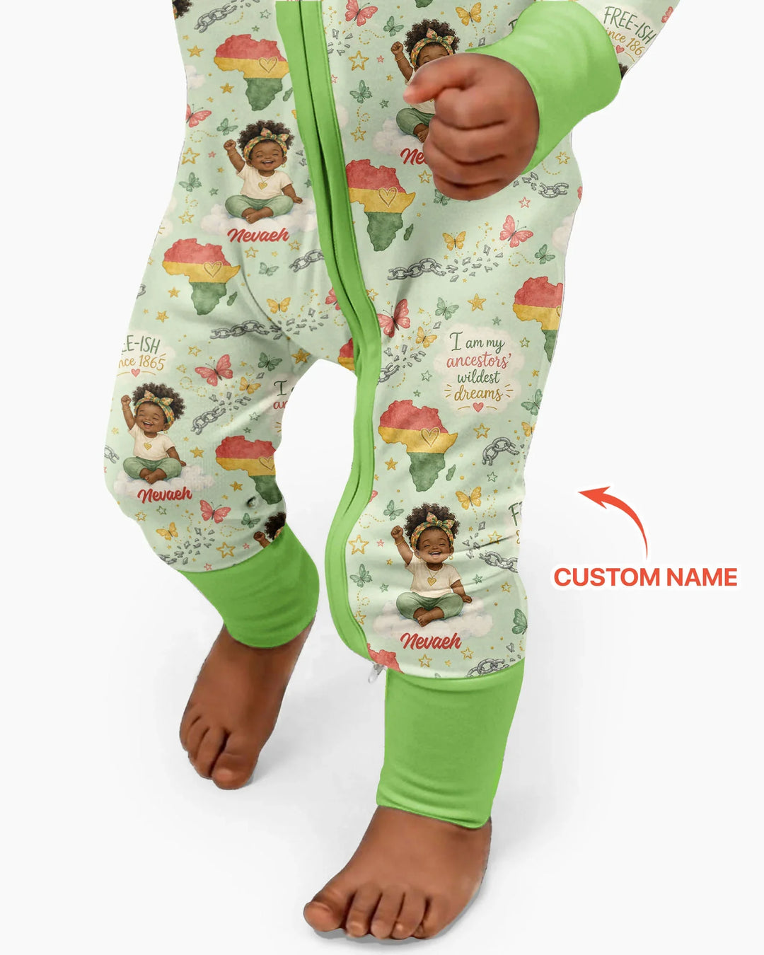 Custom Name Juneteenth I Am My Ancestors' Wildest Dream Bamboo Convertible Zippy
