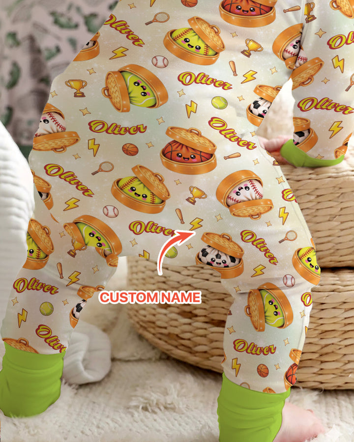 Custom Name Sports Dumpling Bamboo Convertible Zippy