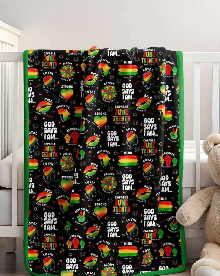 God Says I Am Juneteenth Blessings Bamboo Blanket