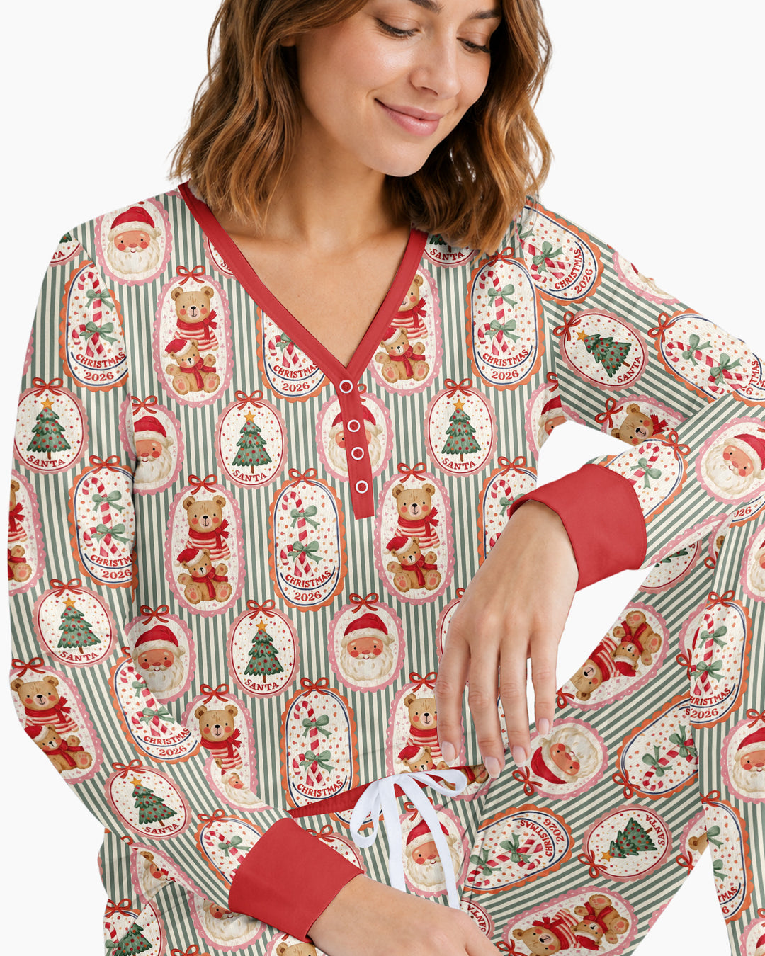 Teddy Bear Christmas Bamboo Women Pajama Set