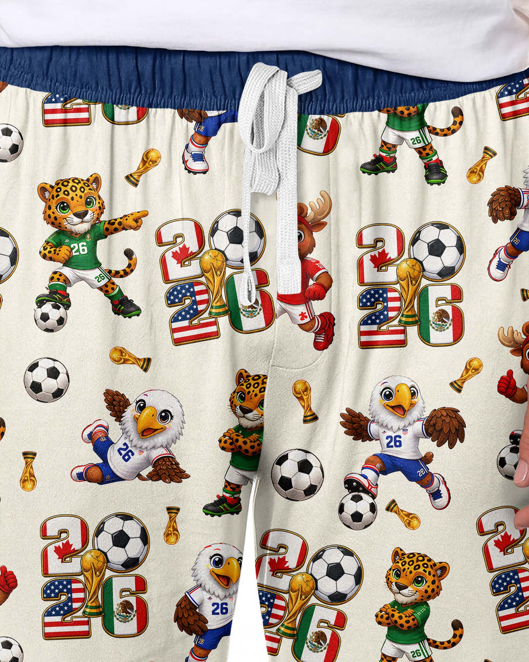 Cute Soccer Mascots USA CAN MEX Bamboo Men's Pajama Set
