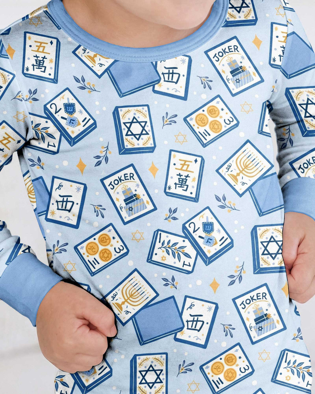 Mahjong Tov Hanukkah Family Matching Bamboo Two Piece Long Sleeve Pajama Set