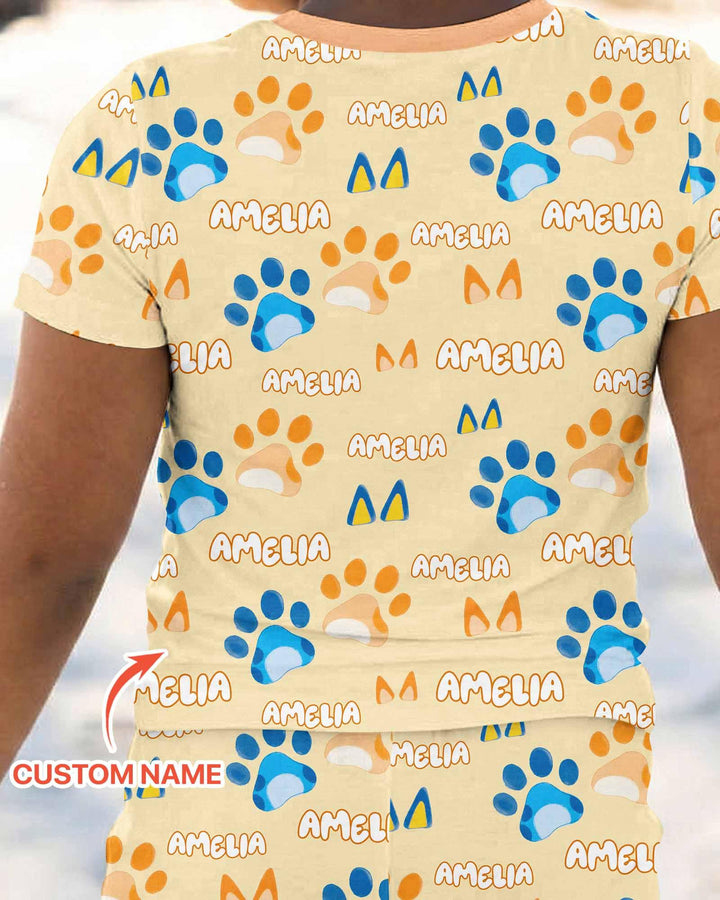 Conjunto de pijama de dos piezas de bambú de manga corta, plantilla personalizada