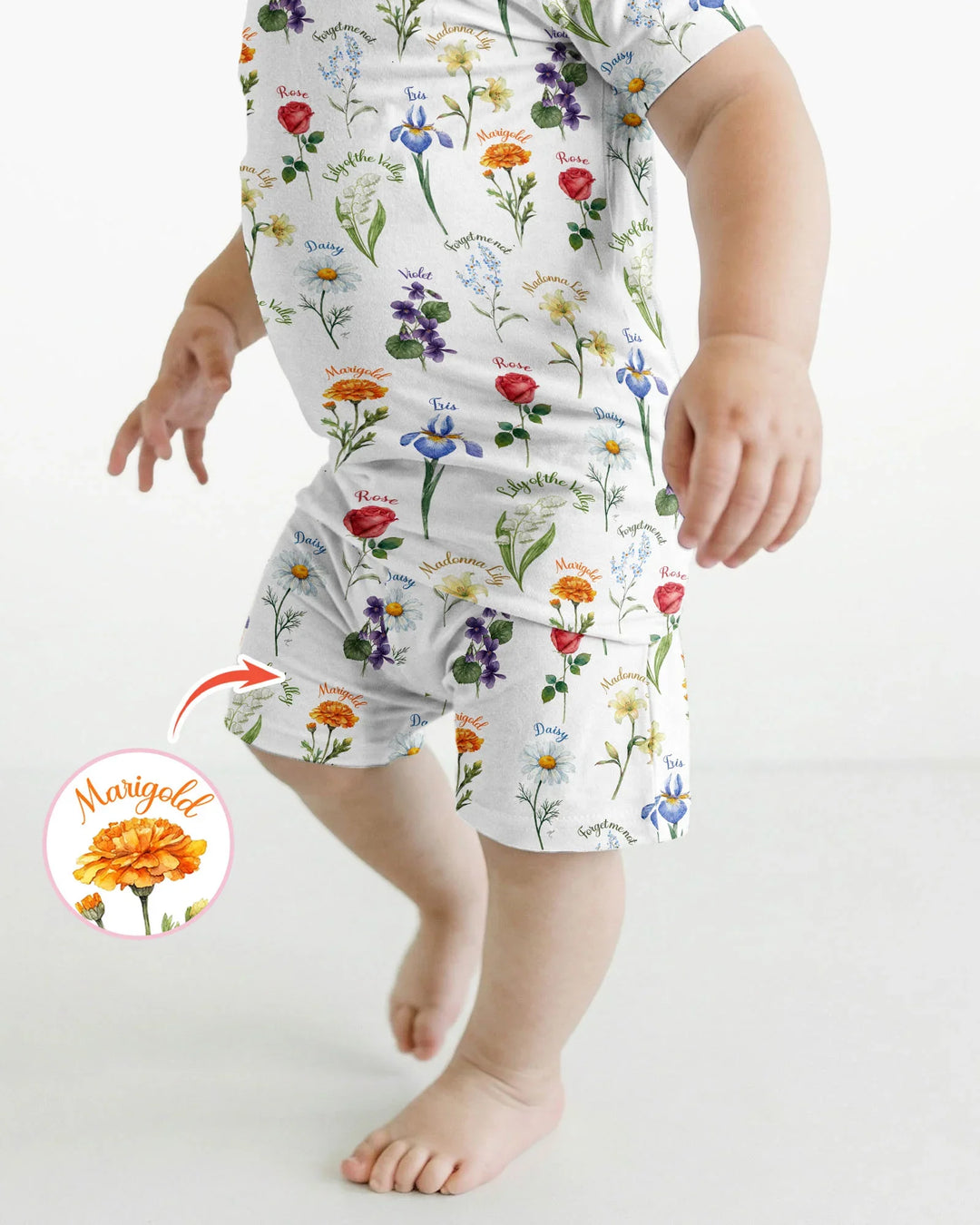 Marian Garden Bamboo Two Piece Short Sleeve Shorts Pajama Set