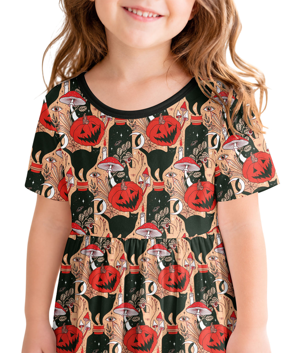 Black Cat And Pumpkin Halloween Bamboo Twirl Dress