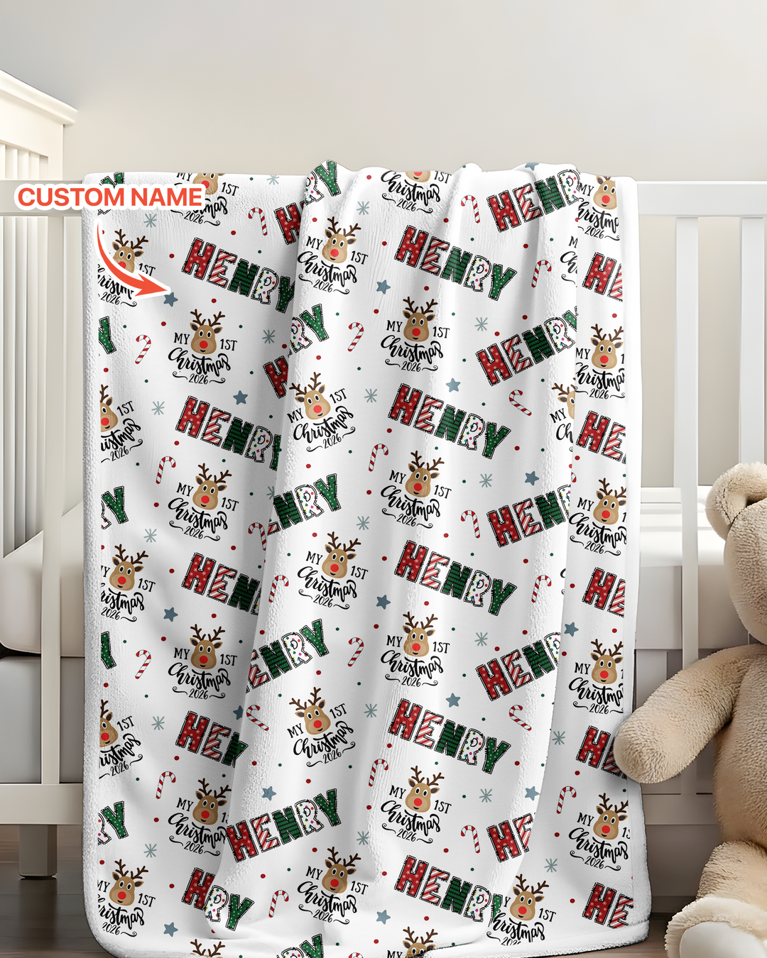 Nombre Personalizado "Mi Primera Navidad 2025" - Manta de Bambú (P)