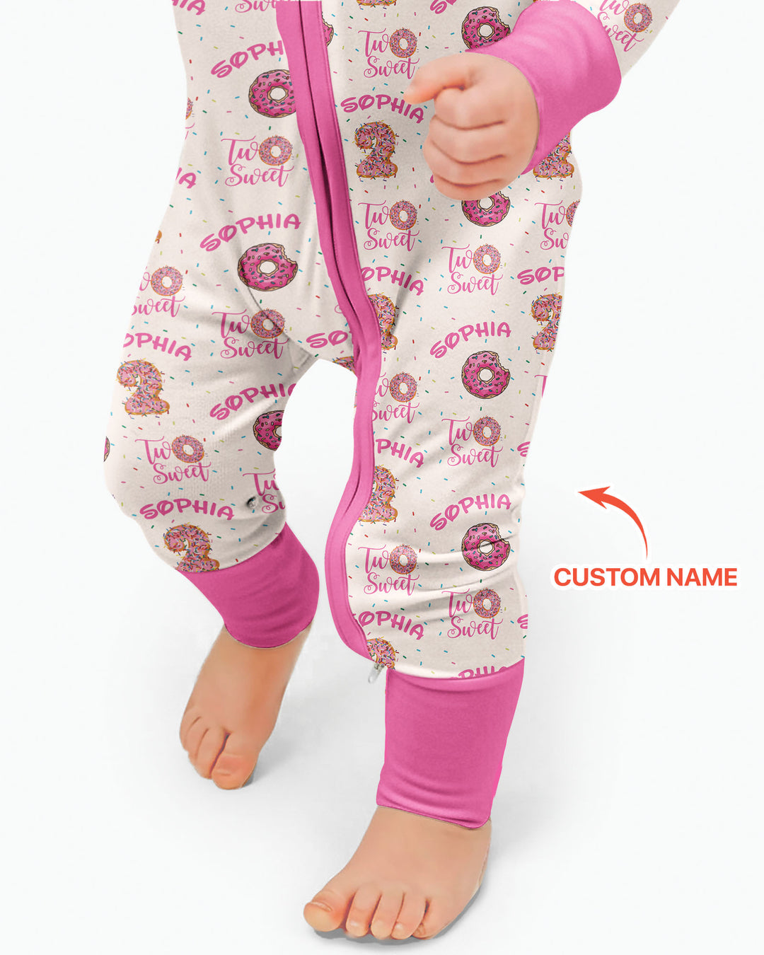 Custom Name Two Sweet Donut Bamboo Convertible Zippy