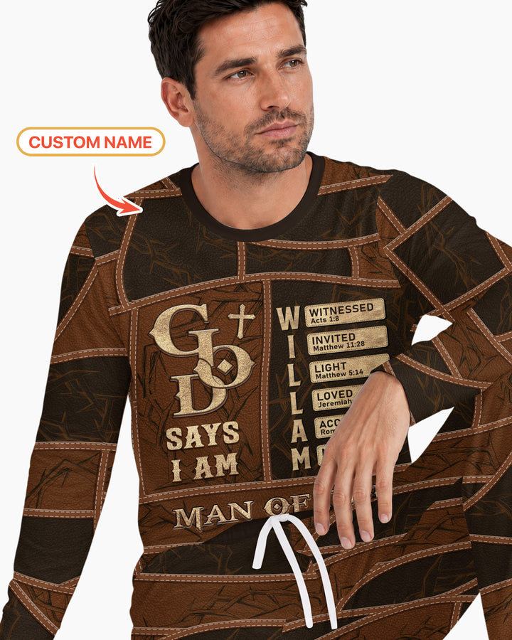 Personalized God Says I Am Letter In Bible Bamboo Men's Pajama Set