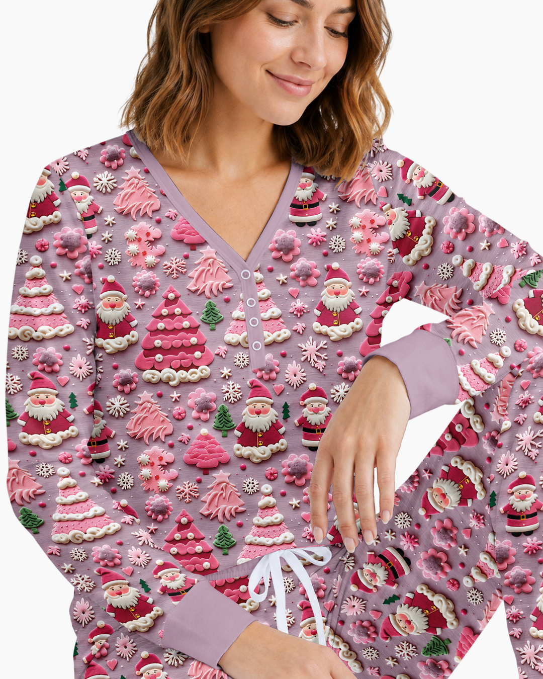 Pink Snowmen Bamboo Women Pajama Set
