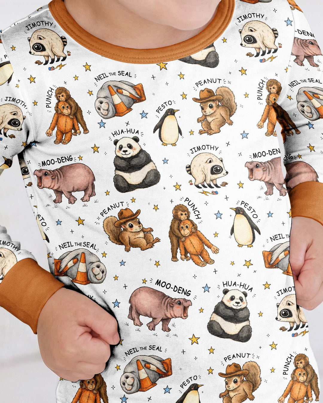 Cute Viral Animals Bamboo Two Piece Long Sleeve Pajama Set