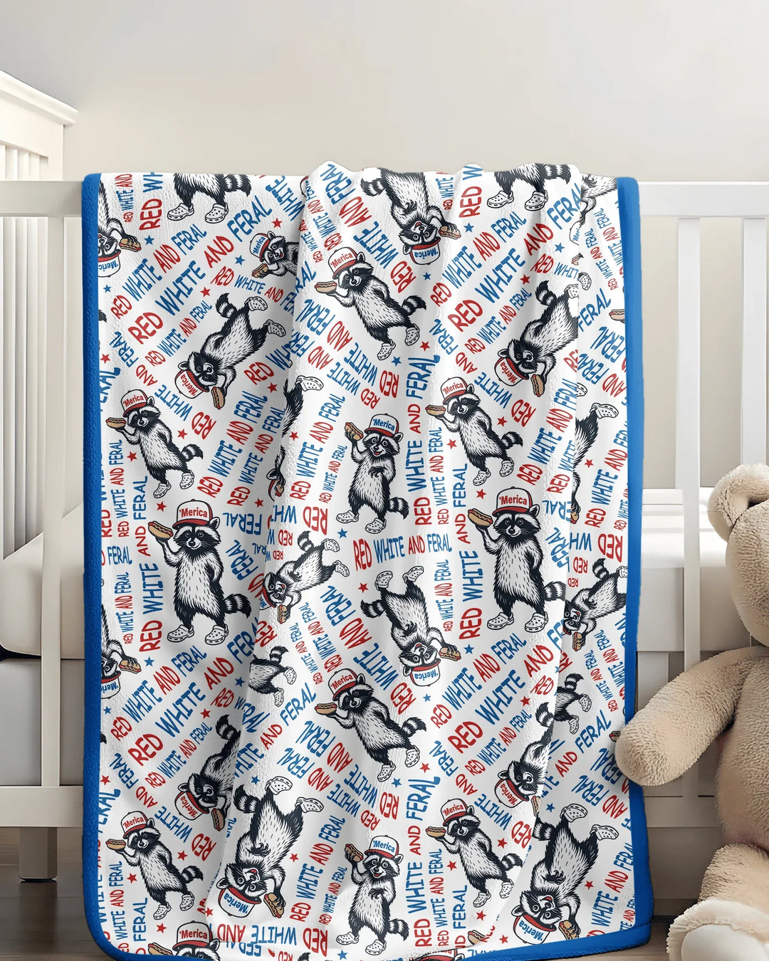 Red White and Feral Bamboo Blanket