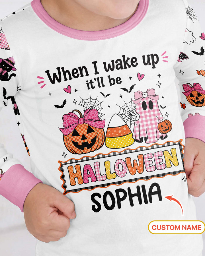 Custom Name When I Wake Up It'll Be Halloween! Bamboo Two Piece Long Sleeve Pajama Set