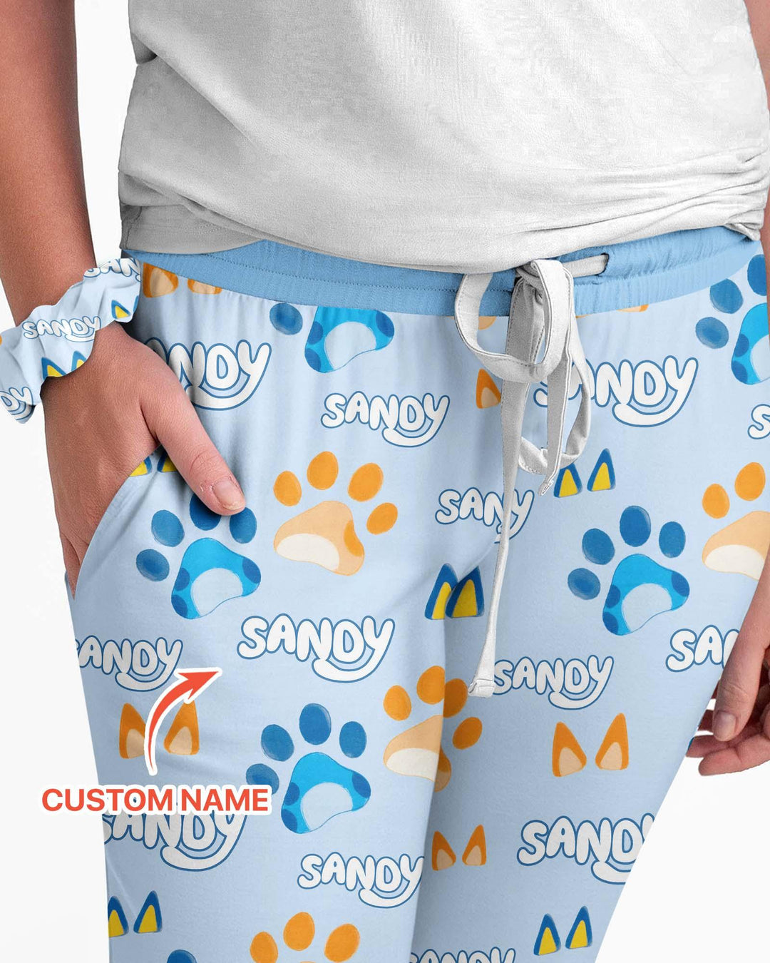 Custom Name Favourite Blue Dog Family Matching Bamboo Women Pajama Set