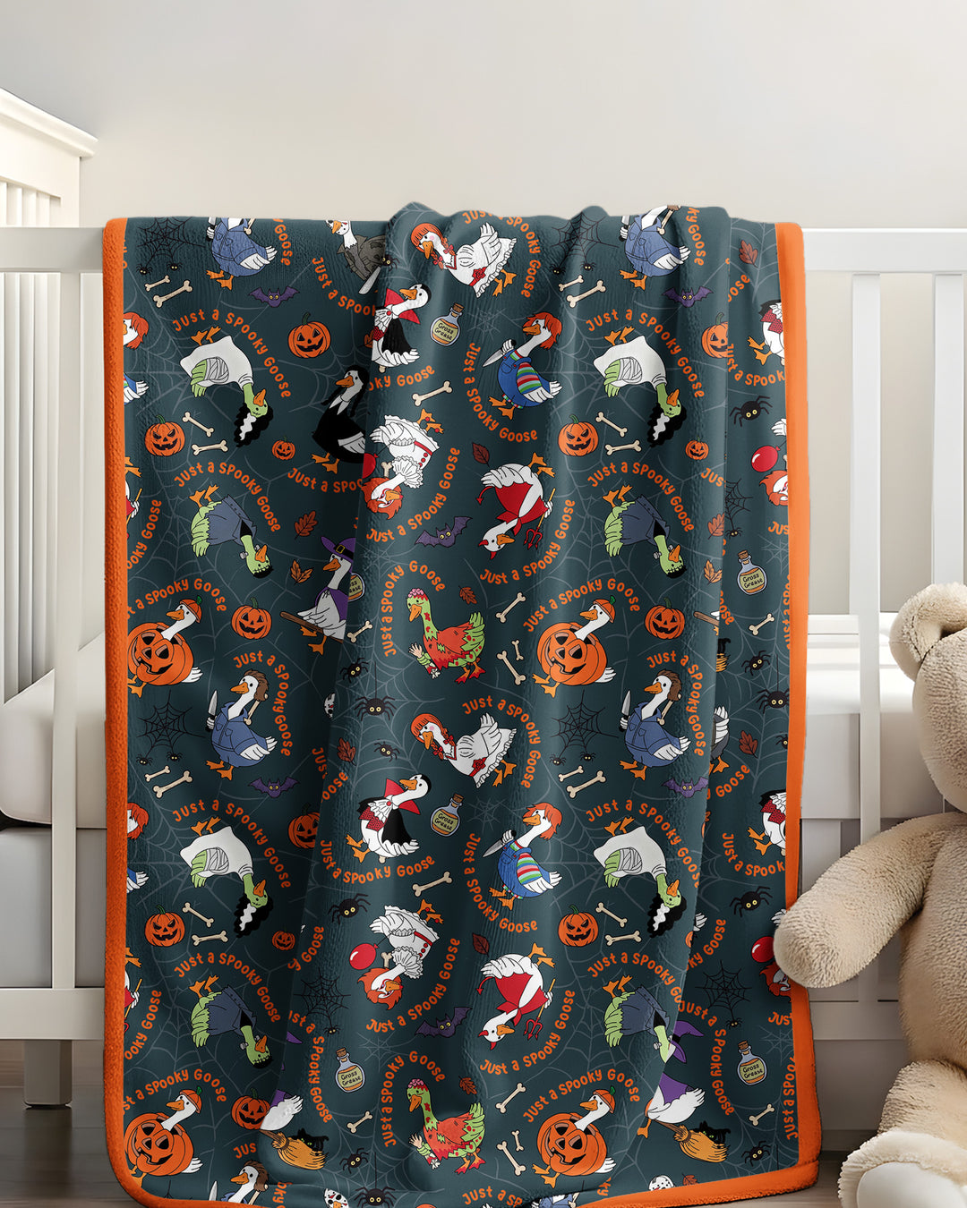 Just A Spooky Goose Family Matching Bamboo Blanket