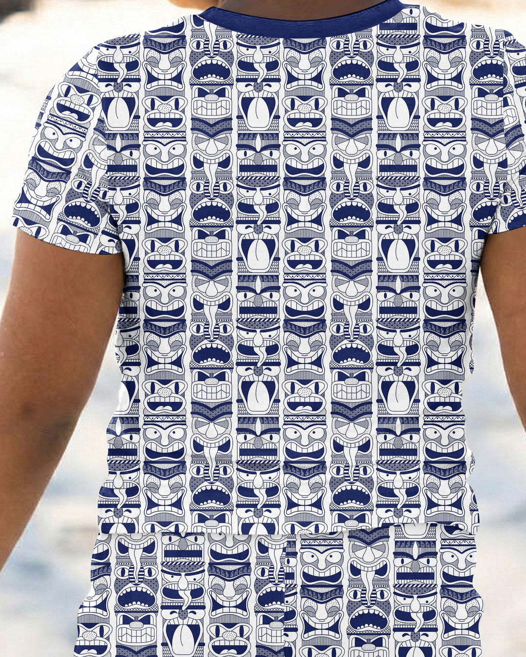 Friendly Totem Pole Figures Bamboo Two Piece Short Sleeve Pajama Set