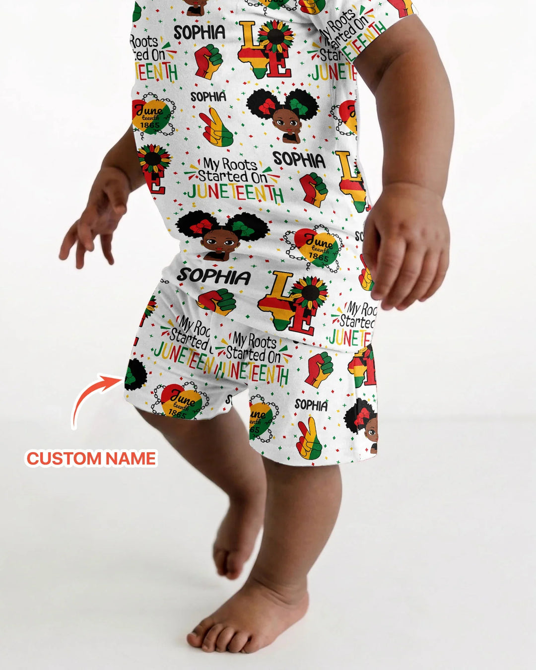 Custom Name My Roots Started On Juneteenth Bamboo Two Piece Short Sleeve Shorts Pajama Set