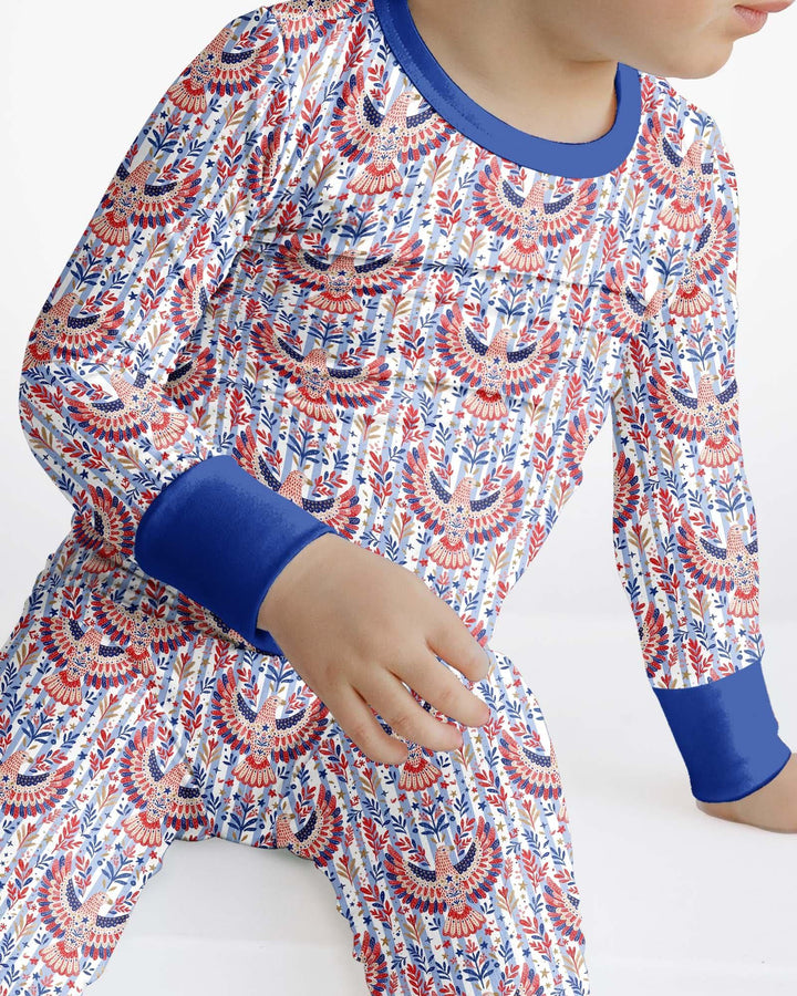 Patriotic Eagle Bamboo Two Piece Long Sleeve Pajama Set