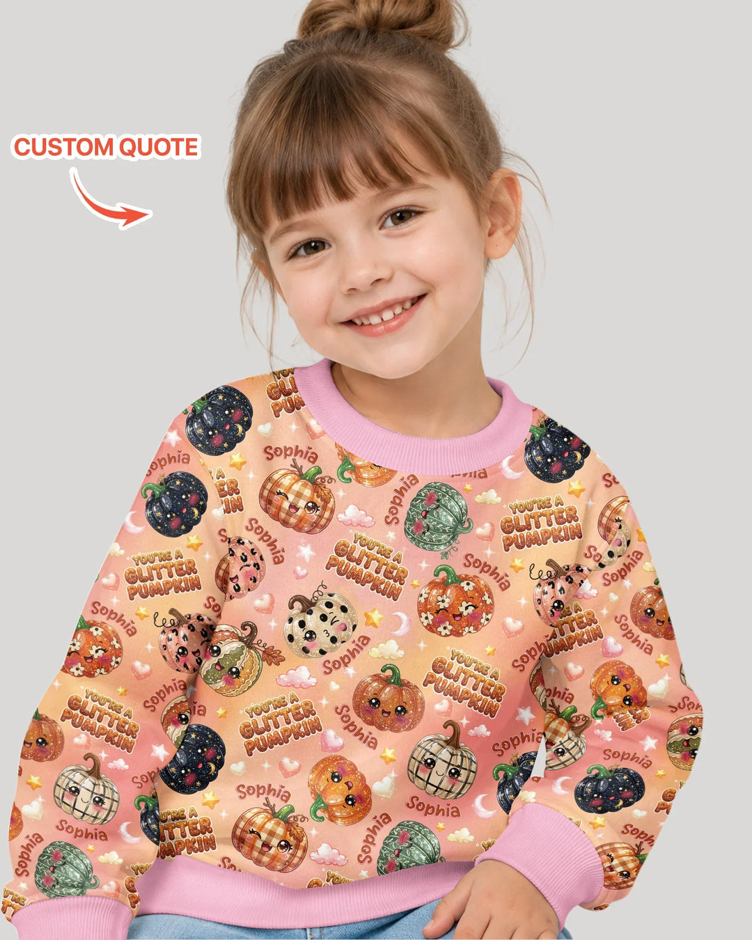 Custom Name You're A Glitter Pumpkin Bamboo Crewneck Sweatshirt