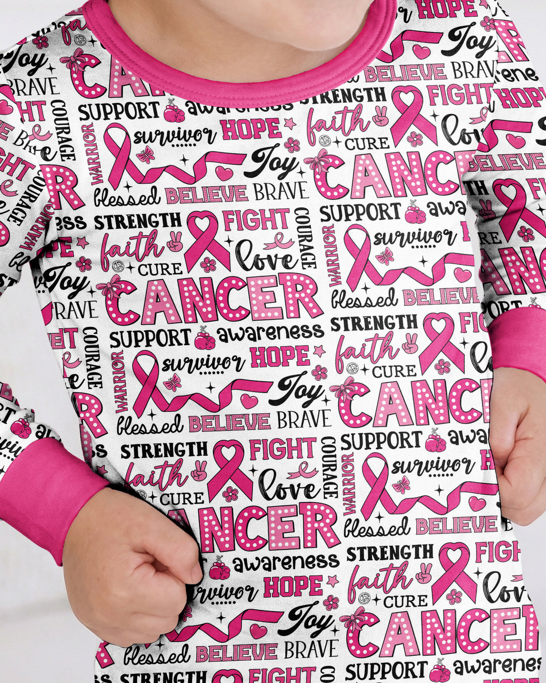 Strength in Pink Bamboo Two Piece Long Sleeve Pajama Set